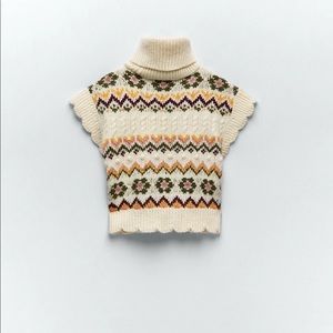 NWT Zara jacquard knit Floral sweater vest S